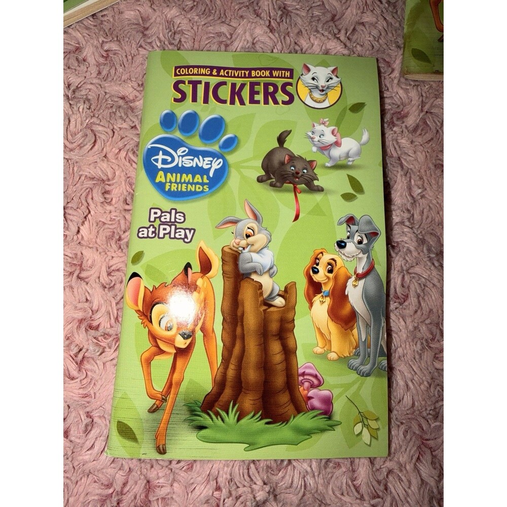 Disney Animal Friends Book Color W/ Stickers Aristocats Bambi Lady Tramp Sticker